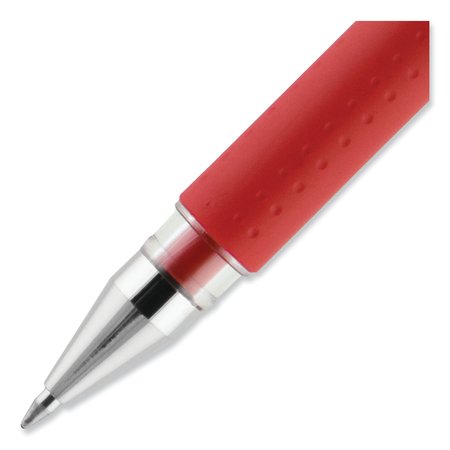 Uni-Ball Signo GRIP Stick Gel Pen, Medium 0.7mm, Red Ink, Silv/Red Barrel, PK12 65452